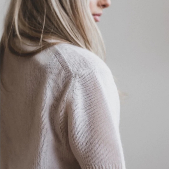 MAGASCHONI 100% Cashmere Frost White Short Sleeve Sweater Shirt - Picture 3 of 5